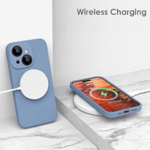 Lemontti Capac protectie spate Liquid Silicon MagCharge Blue pentru iPhone 15 Plus