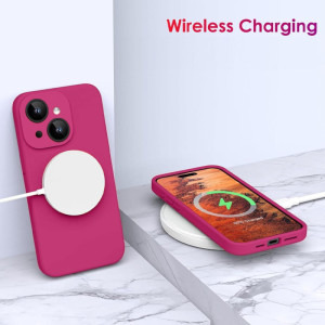 Lemontti Capac protectie spate Liquid Silicon MagCharge Pink pentru iPhone 15 Plus