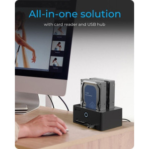 Icy Box IB-1233CL-CR 2-bay CloneStation USB 3.2 Gen 1 Black