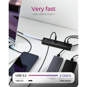 Icy Box IB-HUB1737-C3 7-Port USB 3.2 Gen 1 Hub Black