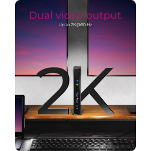 Icy Box Docking Station IB-DK2241AC, 11-in-1, 1x HDMI, 1x DVI-I, 2x USB 3.0, 4x USB 2.0, Gigabit LAN, Audio, Black