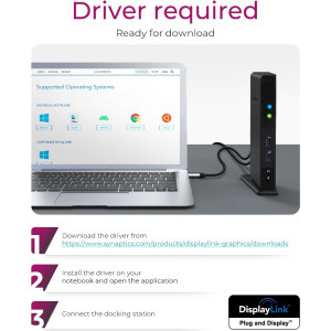 Icy Box Docking Station IB-DK2241AC, 11-in-1, 1x HDMI, 1x DVI-I, 2x USB 3.0, 4x USB 2.0, Gigabit LAN, Audio, Black