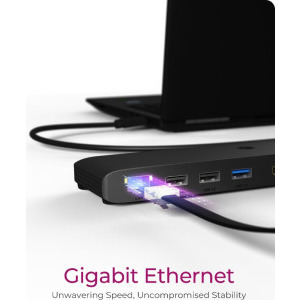 Icy Box Docking Station IB-DK2116-C, USB Tip C, 11-in-1, incarcare 100W, redare 4K, Gigabit LAN