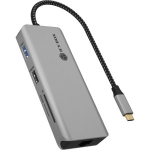 Icy Box Docking Station IB-DK4012-CPD, 9-in-1, 100W Power Delivery, 2x HDMI, 2x USB 3.0, 1x USB 2.0, Gigabit LAN, SD/microSD card reader