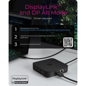 Icy Box Docking Station IB-DK4090-C, USB Tip C, 12-in-1, 85W Power Delivery, suport 3 monitoare 4K, Gigabit LAN, Black
