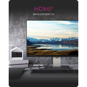 Icy Box Docking Station IB-DK4022a-CPD, USB Tip C, 6-in-1, 100W, redare 4K, 4x USB 3.0