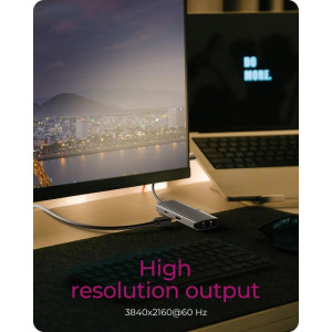 Icy Box Docking Station IB-DK4034a-CPD, USB-C, 6-in-1, incarcare 100W, redare 4K, Gigabit LAN