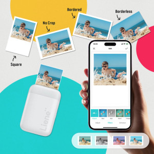 Liene Pearl K100 White, Termica, Color, 50 x 76 mm, Bluetooth + 5 coli hartie foto ZINK