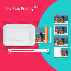 Liene Pearl K100 White, Termica, Color, 50 x 76 mm, Bluetooth + 50 coli hartie foto ZINK