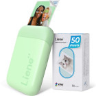 Imprimanta Liene Pearl K100 Green, Termica, Color, 50 x 76 mm, Bluetooth + 50 coli hartie foto ZINK
