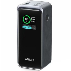 Anker Prime, 20000 mAh, 200W, 2x USB-C, 1x USB, Black, Smart Digital Display, posibilitate incarcare laptop