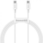 Cablu periferice Baseus USB-C Male la USB-C Male, 1 m, PD 100W 5A, Alb