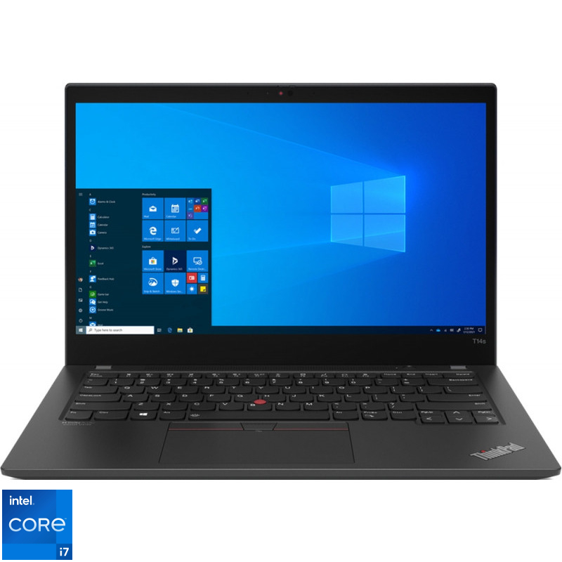 Laptop Lenovo 14” ThinkPad T14s Gen 2, UHD IPS, Procesor Intel® Core™ i7-1165G7 (12M Cache, up to 4.70 GHz, with IPU), 16GB DDR4X, 1TB SSD, Intel Iris Xe, 4G LTE, Win 10 Pro, Villi Black Lenovo imagine noua idaho.ro