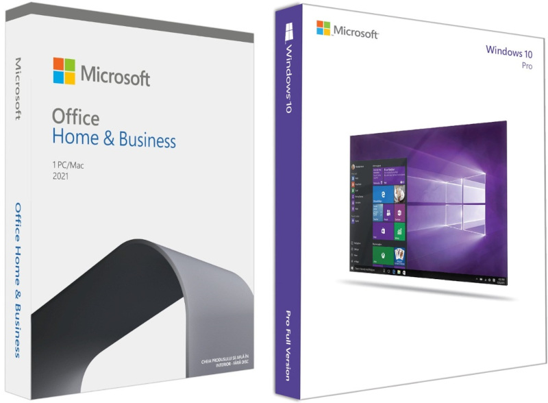 Aplicatie Microsoft Pachet Special Licente Retail: 1x Office Home and Business 2021 + 1x Windows 10 Pro