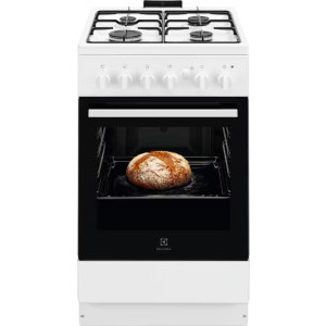 Aragaz Electrolux LKG504012W, Gaz, 4 arzatoare, Aprindere integrata, Sistem de siguranta, Autocuratare catalitica, Grill, Rotisor, 50 cm, Alb