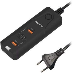 Incarcator retea Canyon H-10, 2x USB, 2x USB-C, 40W Black, tehnologia Quick Charge 3.0
