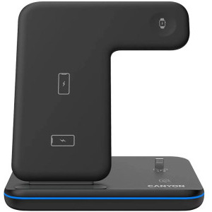 Canyon 3-in-1 Wireless Qi Fast charge 15W, Black