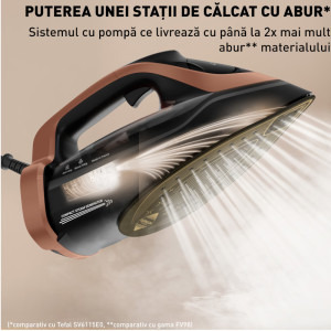 Tefal Fier de calcat Ultimate Power Pro FV9E50E0, 3200W, 85g/min, Negru/Bronz