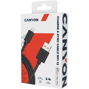 Canyon USB Male la Lightning Male, MFi, 2 m, Black