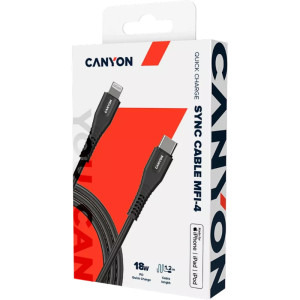 Canyon USB Male la Lightning Male, MFi, 1.2 m, Black
