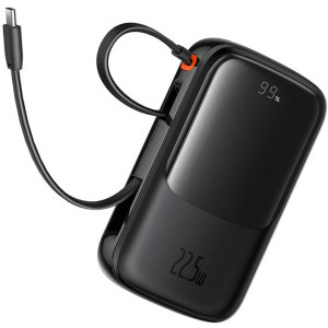 Baterie externa Baseus Qpow Pro+, 10000 mAh, 1x USB, 2x USB-C, 22.5 W, Display, Cablu USB-C, Black