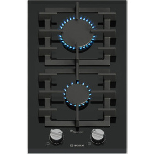 Bosch PRB3A6I40, Gaz, 2 zone de gatit, FlameSelect, Aprindere electrica integrata, Sistem de siguranta, Gratar fonta, 30 cm, Negru