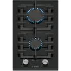 Plita incorporabila Bosch PRB3A6I40, Gaz, 2 zone de gatit, FlameSelect, Aprindere electrica integrata, Sistem de siguranta, Gratar fonta, 30 cm, Negru