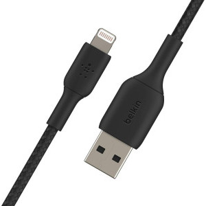 Belkin BoostCharge Braided, USB Male la Lightning Male, 0.15 m, Black
