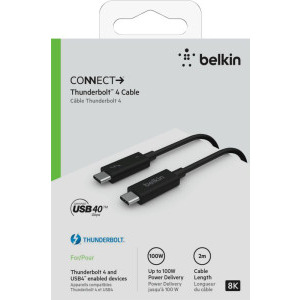 Belkin USB-C - USB-C, Thunderbolt 4, 2 m, negru