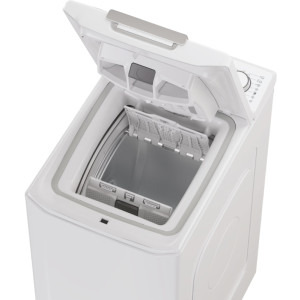 Candy verticala TCA474TM5-S, 7 kg, 1400 RPM, Clasa A, Inverter, AI Weight, hOn, Alb