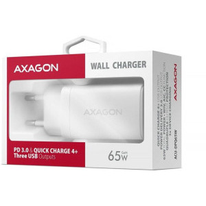 AXAGON GaN ACU-DPQ65W, 1x USB, 1x USB-C, tehnologia QC4.0+ si PD3.0, White