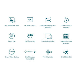 TP-LINK VIGI NVR1008H8P 8 Canale