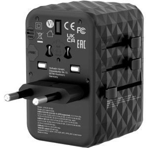 Verbatim Adaptor Universal UTA-05 Travel, 65W GaN3, 2x USB-C PD & QC4.0 + 2x USB
