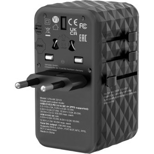 Incarcator retea Verbatim Adaptor Universal UTA-06 Travel, 100W GaN3, 2x USB-C PD & QC4.0 + 2x USB QC3.0