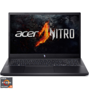 Laptop Acer Gaming 15.6 Nitro V 15 ANV15-41, FHD IPS 120Hz, Procesor AMD Ryzen™ 5 7535HS (16M Cache, up to 4.55 GHz), 16GB DDR5, 512GB SSD, GeForce RTX 4050 6GB, No OS, Obsidian Black