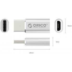 Orico CTM1 USB 2.0 Tip-C Male - Micro USB Female Silver