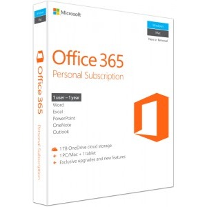 Microsoft Office 365 Personal (acum Microsoft 365 Personal), 32/64 bit, Engleza, Subscriptie 1 An - 1 Utilizator, pentru PC/Mac, Telefon si Tableta