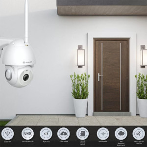 Tellur WiFi Smart, 3MP, UltraHD, Autotracking, PTZ, Alb