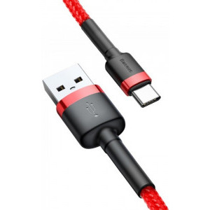 Baseus Cafule CATKLF-C09, USB Male la USB-C Male, 2 m, Red, amperaj maxim suportat 3A