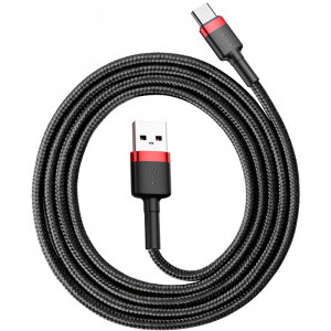 Baseus Cafule CATKLF-C91, USB Male la USB-C Male, 2 m, Black, amperaj maxim suportat 3A