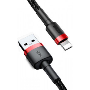 Cablu de date / adaptor Baseus Cafule CALKLF-B19, USB Male la Lightning Male, 1 m, Red-Black