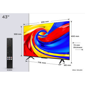 TCL Smart TV QLED 43P7L Seria P7L 108cm negru 4K UHD HDR