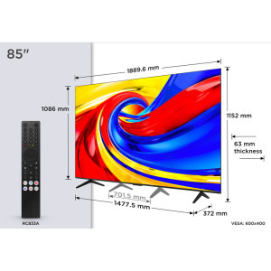 TCL Smart TV QLED 85P7L Seria P7L 214cm negru 4K UHD HDR
