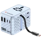 Incarcator retea Verbatim Adaptor universal 30192, 3x USB-C, 2x USB, Quick Charge 100 W, GaN, Cablu USB-C integrat, Blue