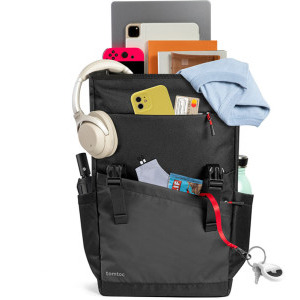 Tomtoc Rucsac laptop 16 inch Slash-T64 Flip, capacitate 18L, material rezistent la apa, fermoare YK, culoare negru