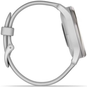 Garmin Vivomove Trend, Silicone band, Silver Stainless Steel Bezel cu carcasa Mist Grey