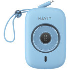 Baterie externa Havit PB5214, 10000 mAh, 1x USB-C, 35 W, Display, Cablu USB-C integrat, Blue