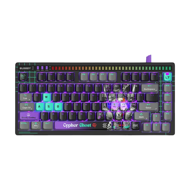 Tastatura Gaming A4Tech AT75 Cypher Ghost [US] RGB Mecanica