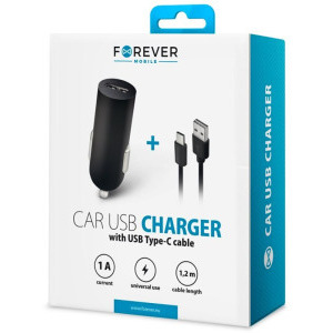 Forever 1x USB 1A cablu USB-C Black
