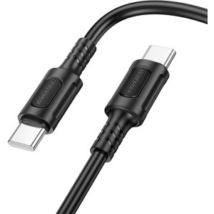 Cablu de date / adaptor Borofone BX111, USB-C Male la USB-C Male, 1 m, Black, amperaj maxim suportat 3A